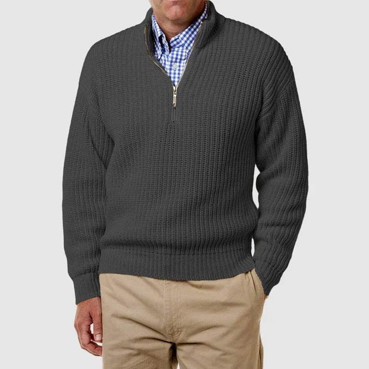 Bresno | Stylischer Strickpullover mit halbem Reißverschluss