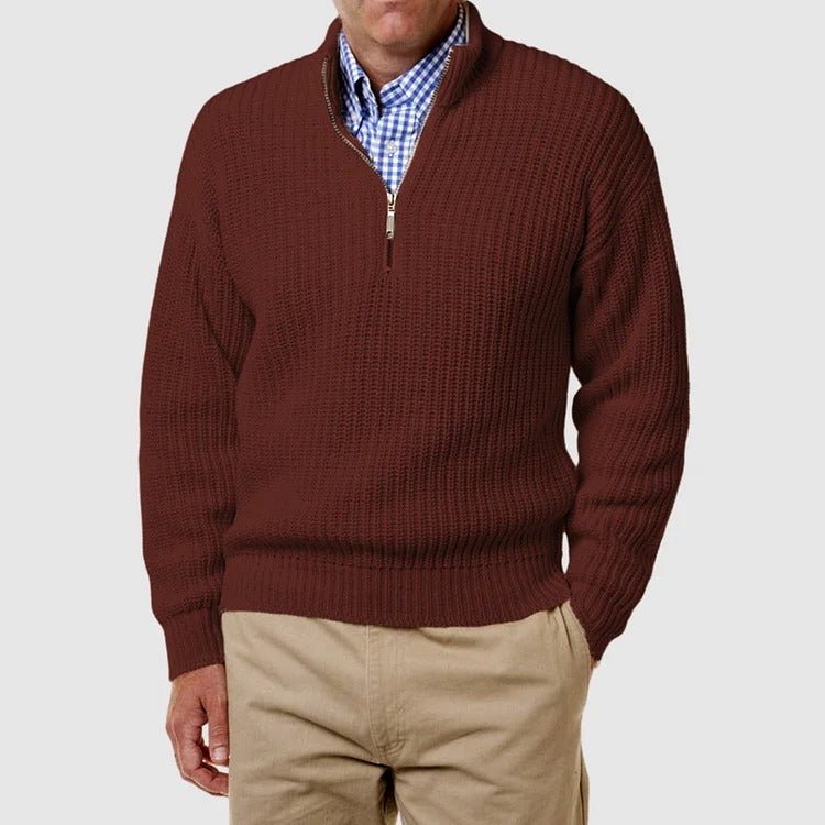 Bresno | Stylischer Strickpullover mit halbem Reißverschluss