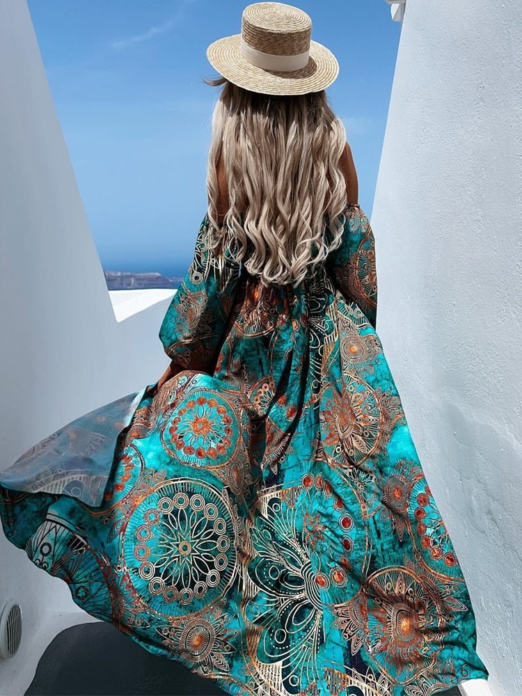 Avarelle | Fließendes Boho-Kleid mit schulterfreiem Schlitz