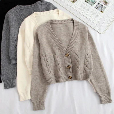 Cadence | Stilvoller kurzer Zopfmusterpullover
