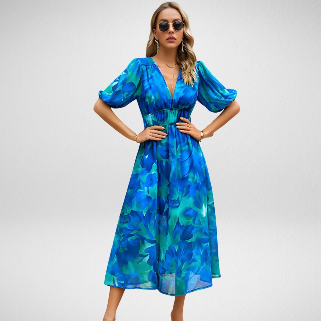 Avynne | Bedrucktes Midikleid mit V-Ausschnitt