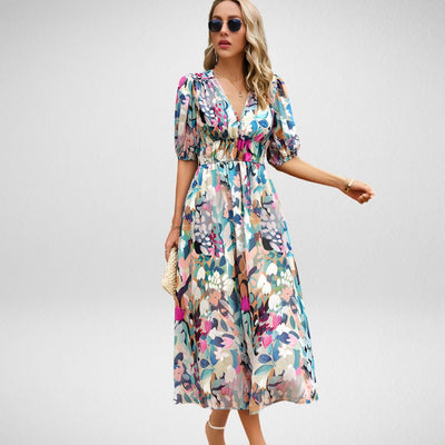 Avynne | Bedrucktes Midikleid mit V-Ausschnitt