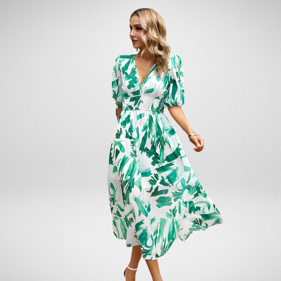 Avynne | Bedrucktes Midikleid mit V-Ausschnitt