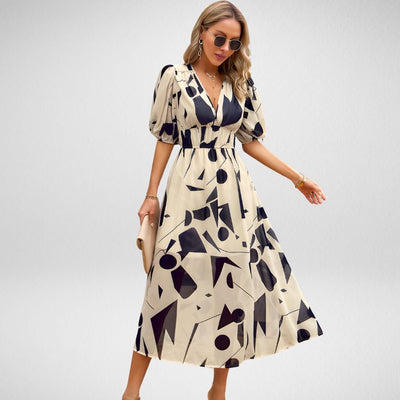 Avynne | Bedrucktes Midikleid mit V-Ausschnitt