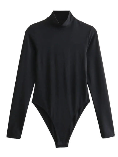 Olivia | Eleganter Langarm-Rollkragen-Body