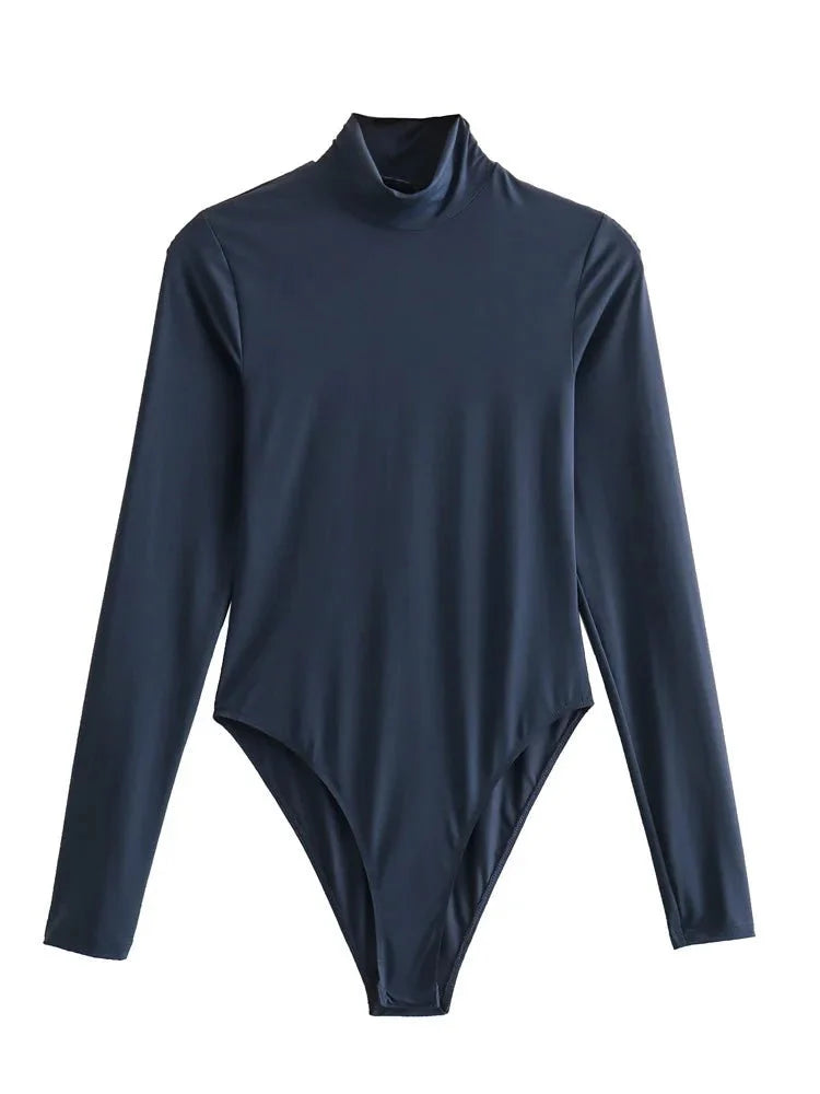 Olivia | Eleganter Langarm-Rollkragen-Body