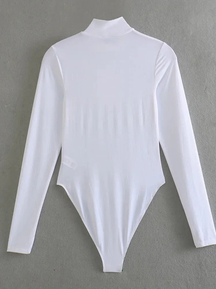Olivia | Eleganter Langarm-Rollkragen-Body