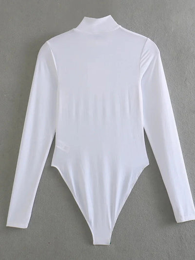 Olivia | Eleganter Langarm-Rollkragen-Body