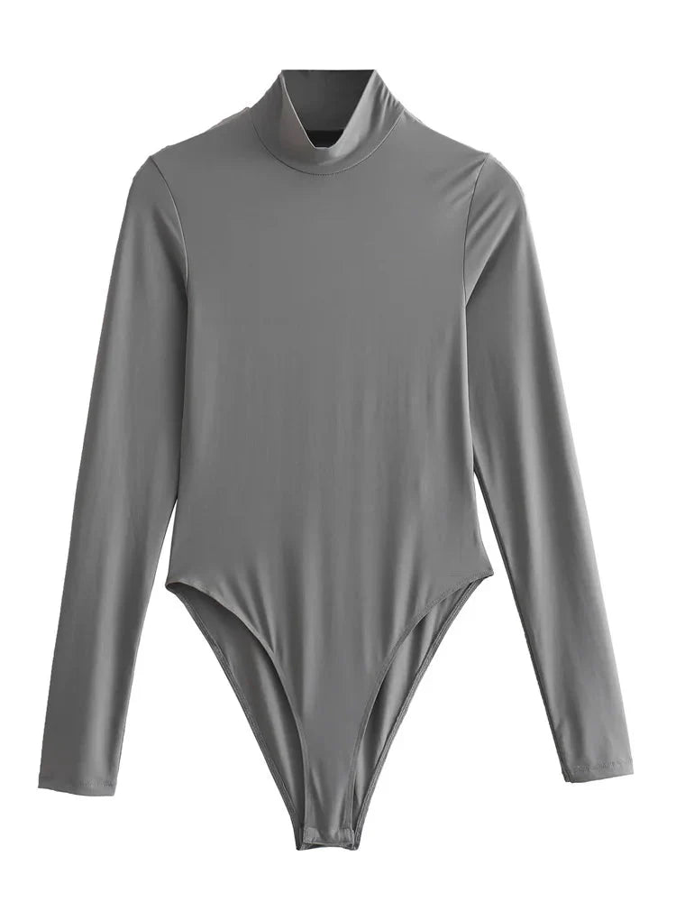 Olivia | Eleganter Langarm-Rollkragen-Body