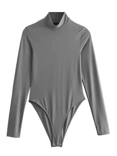 Olivia | Eleganter Langarm-Rollkragen-Body