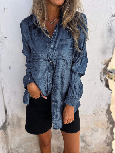 Zanika | Button-Up-Hemd mit Metallic-Finish