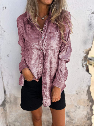 Zanika | Button-Up-Hemd mit Metallic-Finish