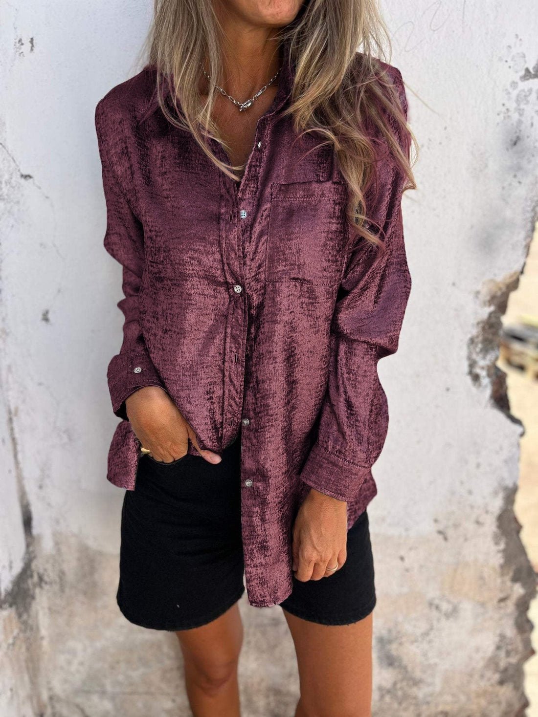 Zanika | Button-Up-Hemd mit Metallic-Finish