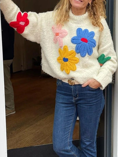 Ismara | Strickpullover mit Blumenstickerei
