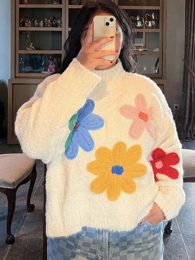 Ismara | Strickpullover mit Blumenstickerei