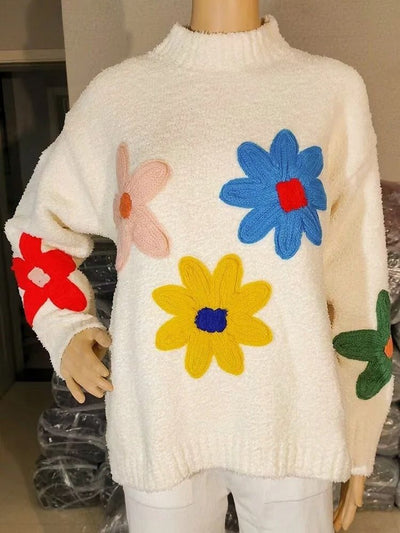 Ismara | Strickpullover mit Blumenstickerei