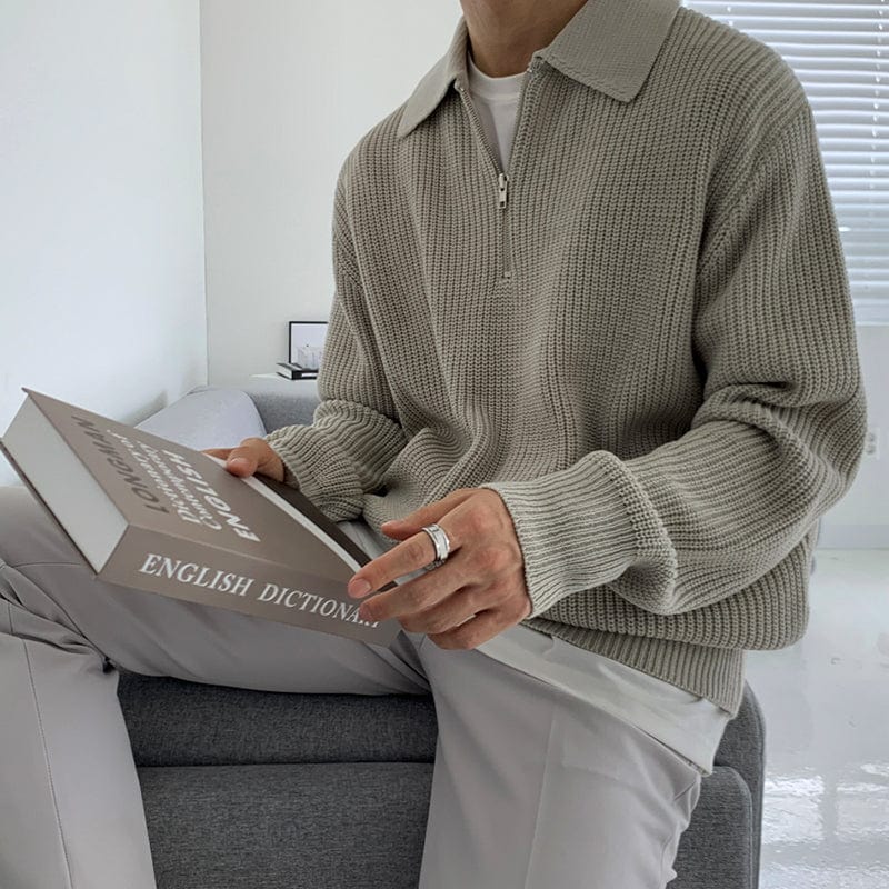 Tobias | Polopullover aus Strick mit halbem Reißverschluss