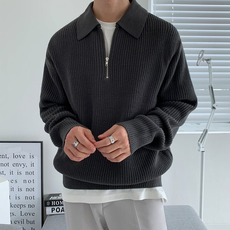 Tobias | Polopullover aus Strick mit halbem Reißverschluss