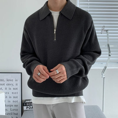 Tobias | Polopullover aus Strick mit halbem Reißverschluss
