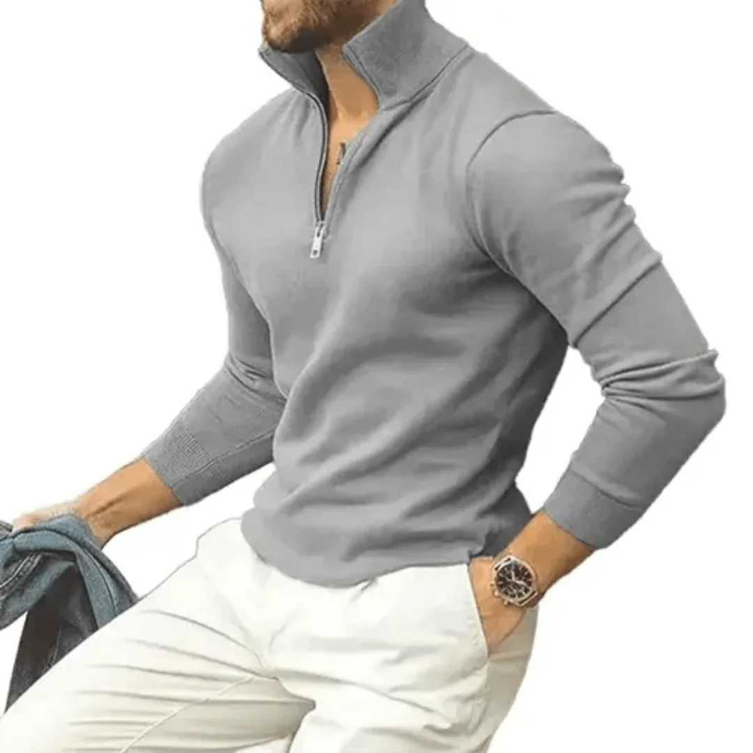 Drevian | Rollkragenpullover mit halbem Reißverschluss