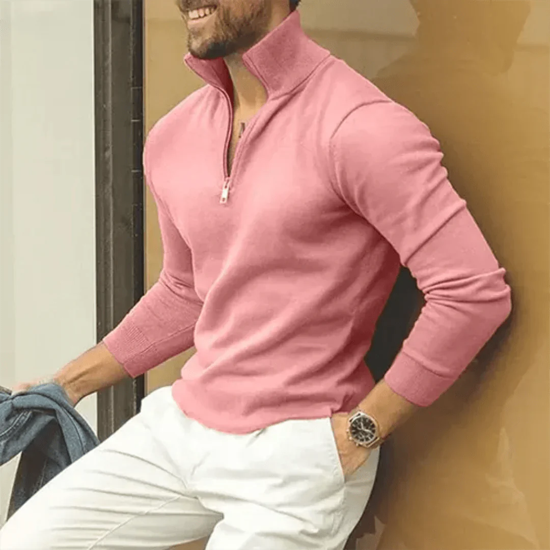 Drevian | Rollkragenpullover mit halbem Reißverschluss