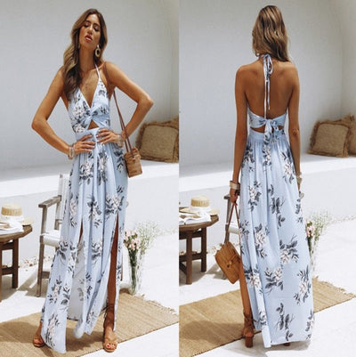 Serelina | Boho Maxikleid mit doppeltem Schlitz