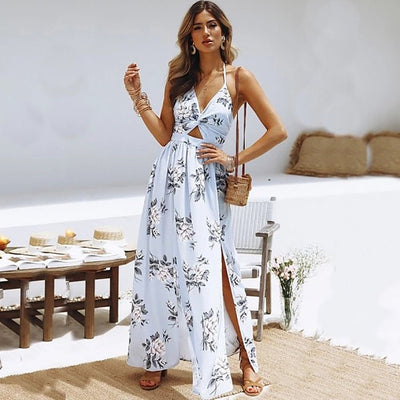 Serelina | Boho Maxikleid mit doppeltem Schlitz
