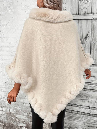 Elarosa | Poncho mit Kunstpelzkragen