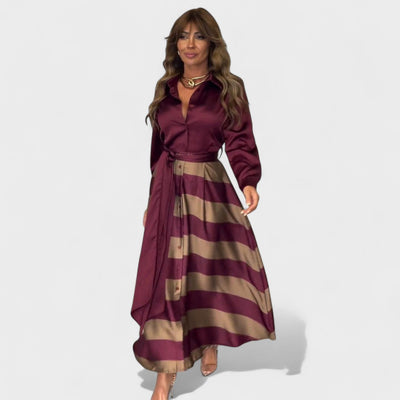 Clara | Elegantes gestreiftes Maxikleid