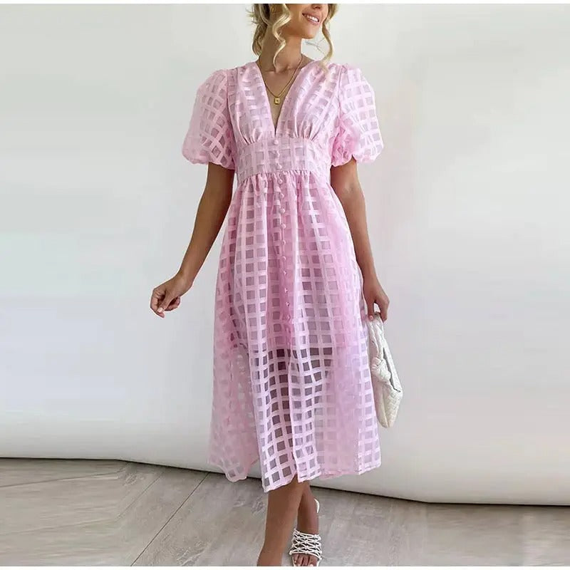 Luisa | Vintage Midikleid mit Puffärmeln