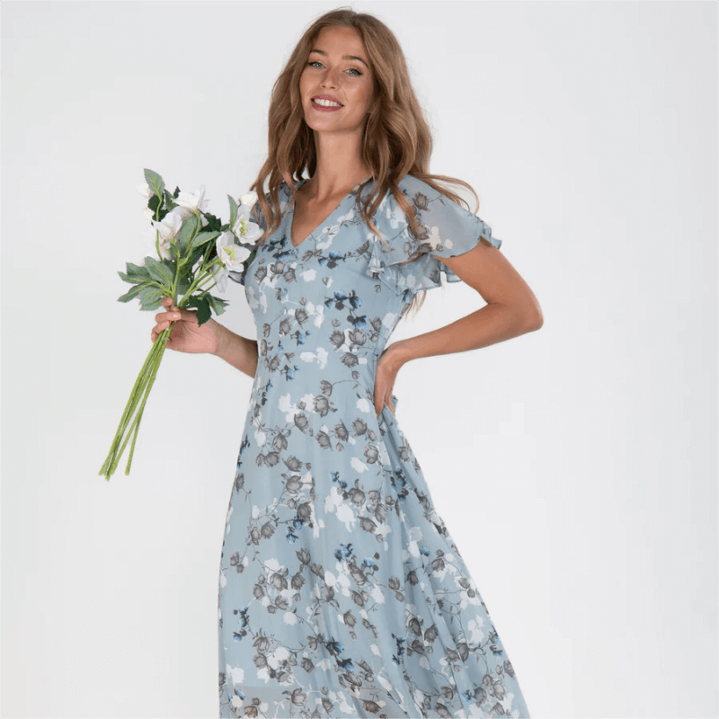 Flora | Fließendes Maxikleid mit Blumenmuster