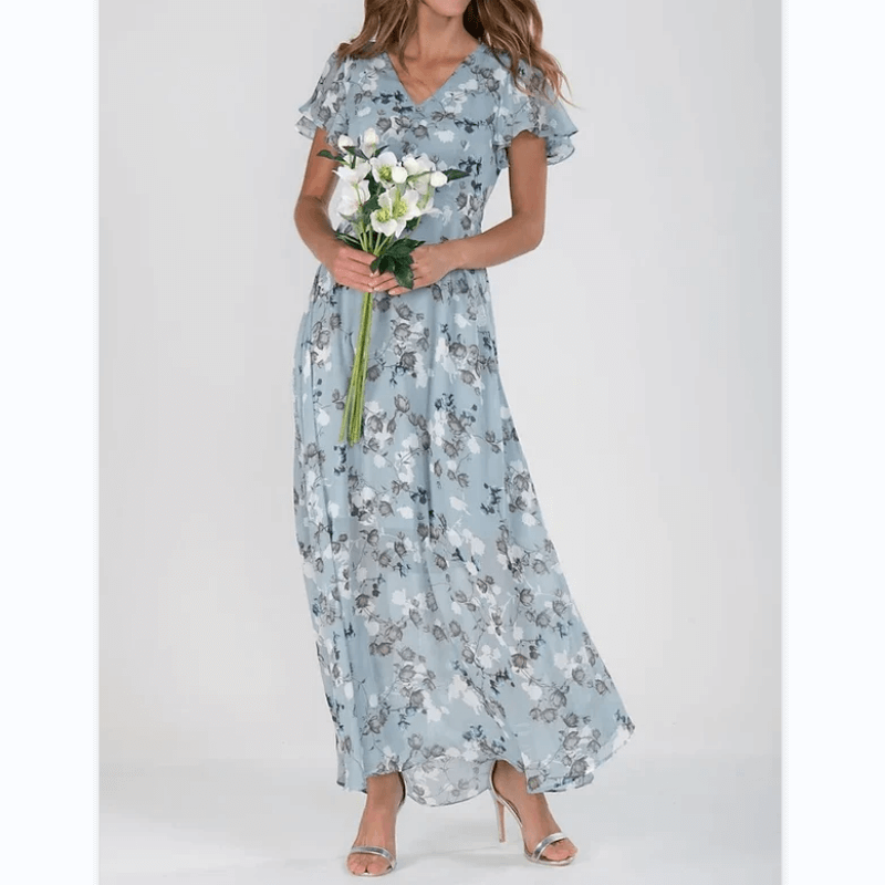 Flora | Fließendes Maxikleid mit Blumenmuster
