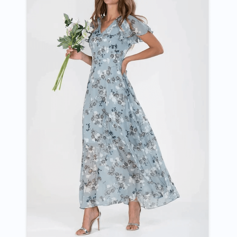 Flora | Fließendes Maxikleid mit Blumenmuster