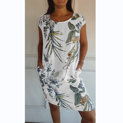 Kleid mit Rundhalsausschnitt und botanischem Print