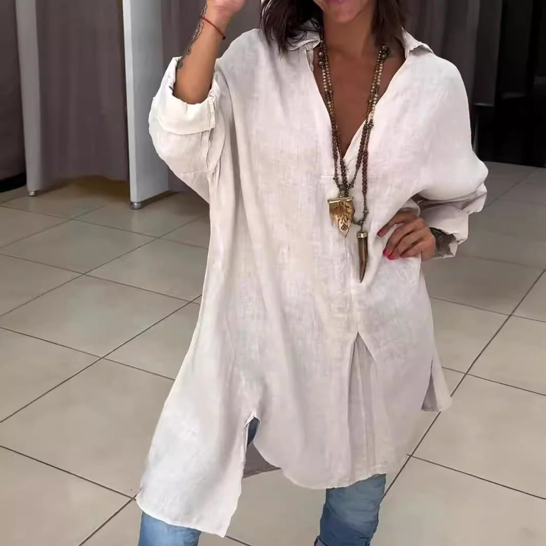 Weißes Longshirt Hemd im Oversize Look