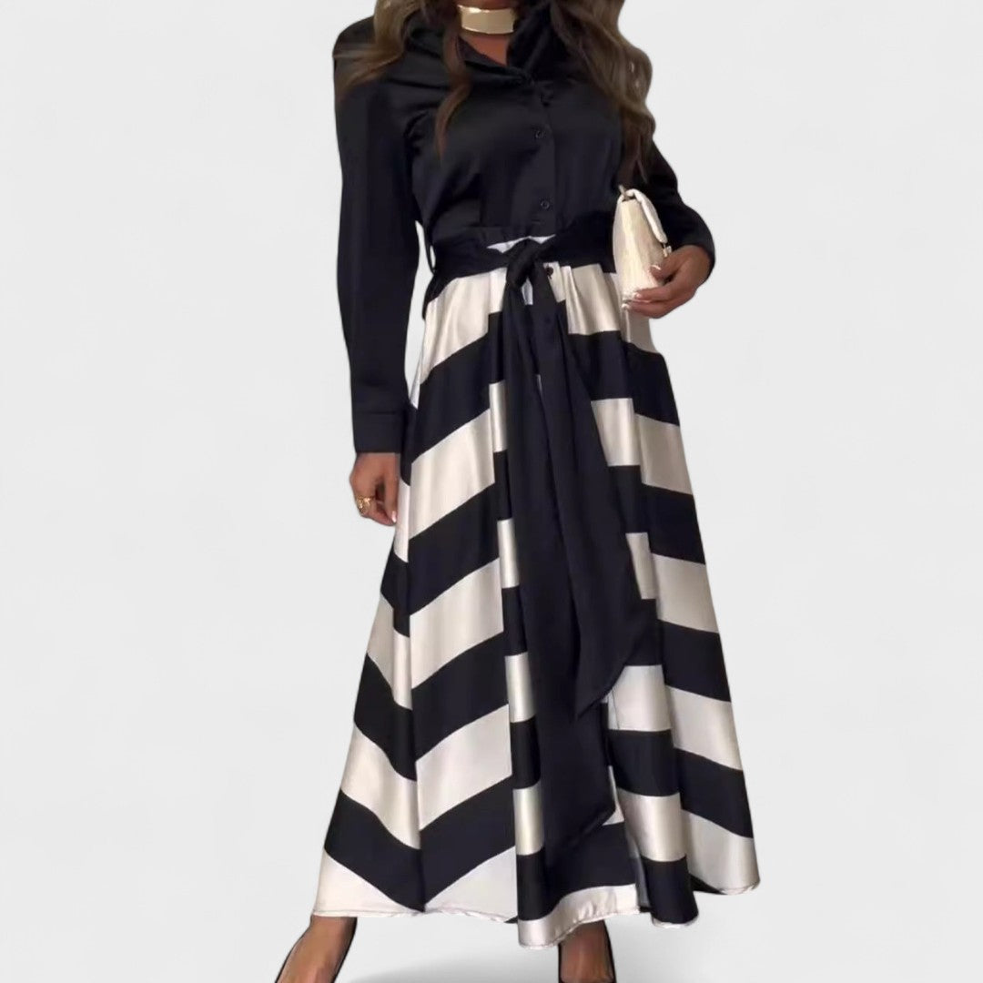 Clara | Elegantes gestreiftes Maxikleid