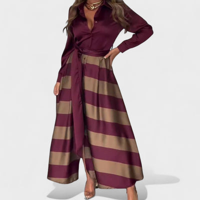 Clara | Elegantes gestreiftes Maxikleid