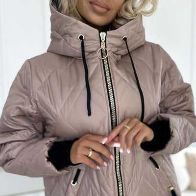 Damen Winterjacke mit Kapuze und Reißverschluss