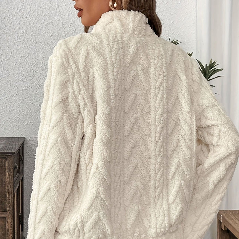 Kuschelige Fleecejacke mit Viertelreißverschluss