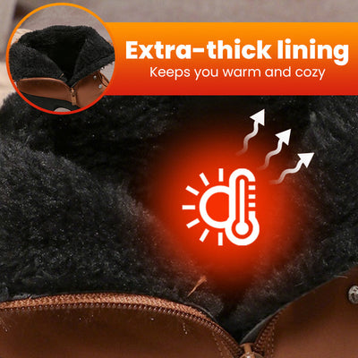 Warm-lined Women's Ankle Boots with Block Heel