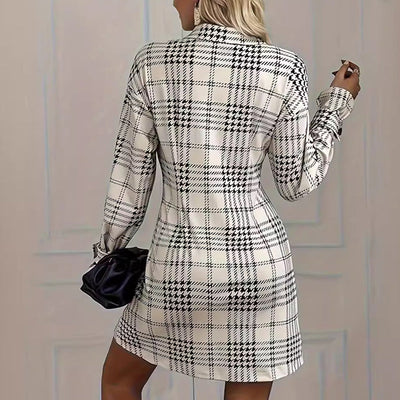 Graceful Checkered A-Line Shirt Dress for Women
