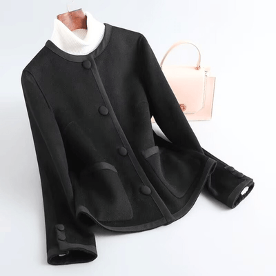 Chic Strickjacke mit Kontrastbesatz und Knöpfen