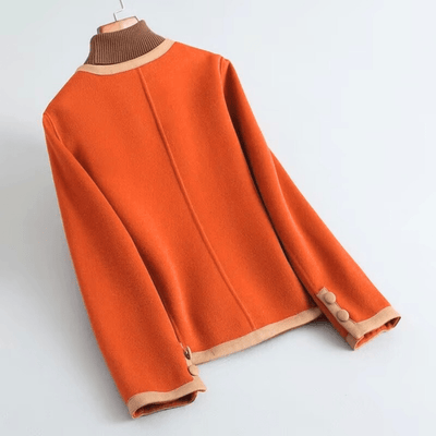 Chic Strickjacke mit Kontrastbesatz und Knöpfen